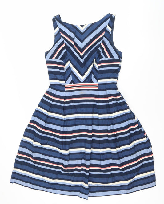 Oasis Women’s Multicoloured Stripe Fit & Flare Dress Size 8 Knee Length
