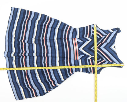 Oasis Women’s Multicoloured Stripe Fit & Flare Dress Size 8 Knee Length