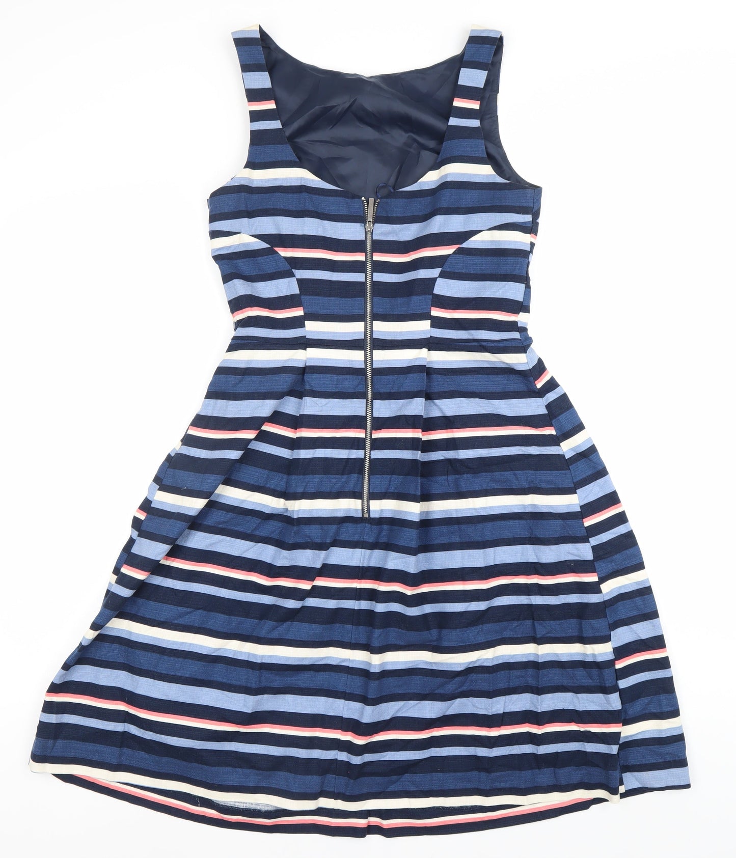 Oasis Women’s Multicoloured Stripe Fit & Flare Dress Size 8 Knee Length