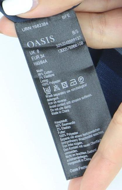 Oasis Women’s Multicoloured Stripe Fit & Flare Dress Size 8 Knee Length