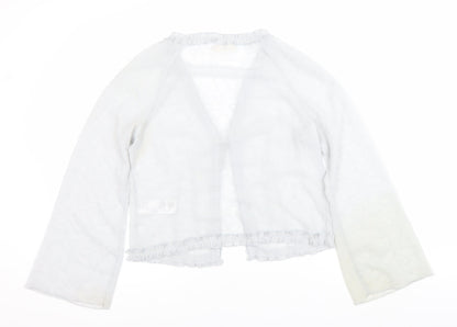 Light Before Dark Women’s Grey Wrap Blouse L Ruffle Tie Sheer Spring