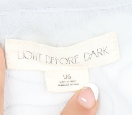 Light Before Dark Women’s Grey Wrap Blouse L Ruffle Tie Sheer Spring