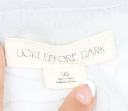 Light Before Dark Women’s Grey Wrap Blouse L Ruffle Tie Sheer Spring