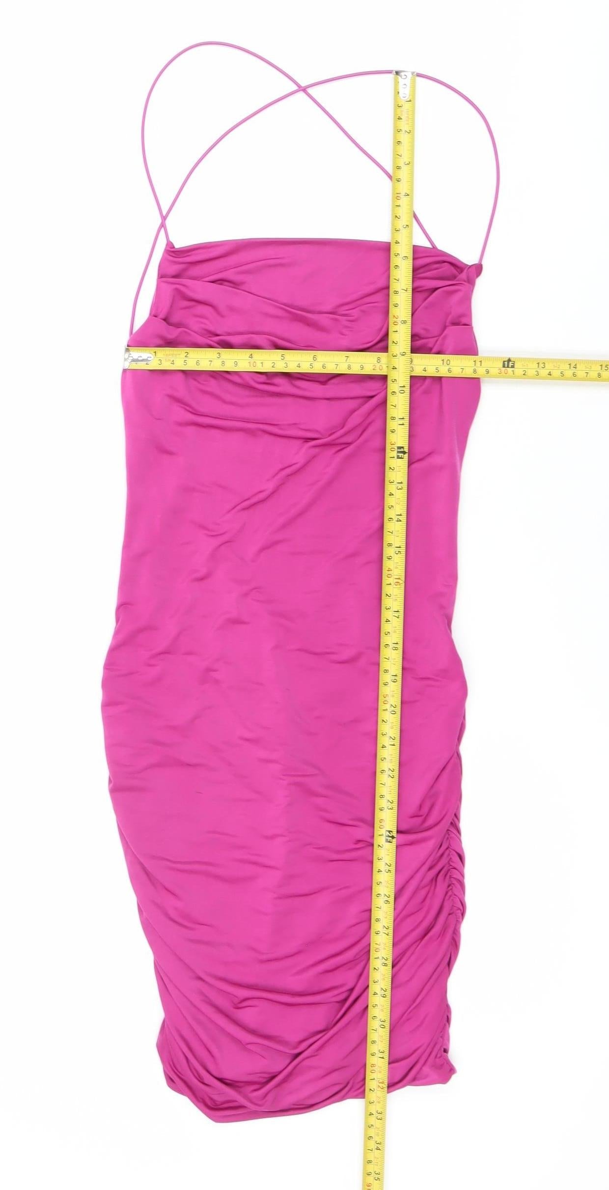 Tiger Mist Women's Pink S Bodycon Ruched Sleeveless Party Dress