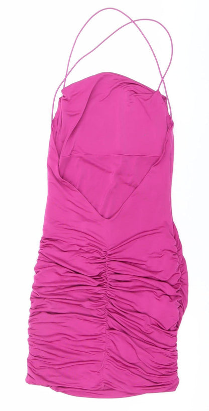 Tiger Mist Women's Pink S Bodycon Ruched Sleeveless Party Dress