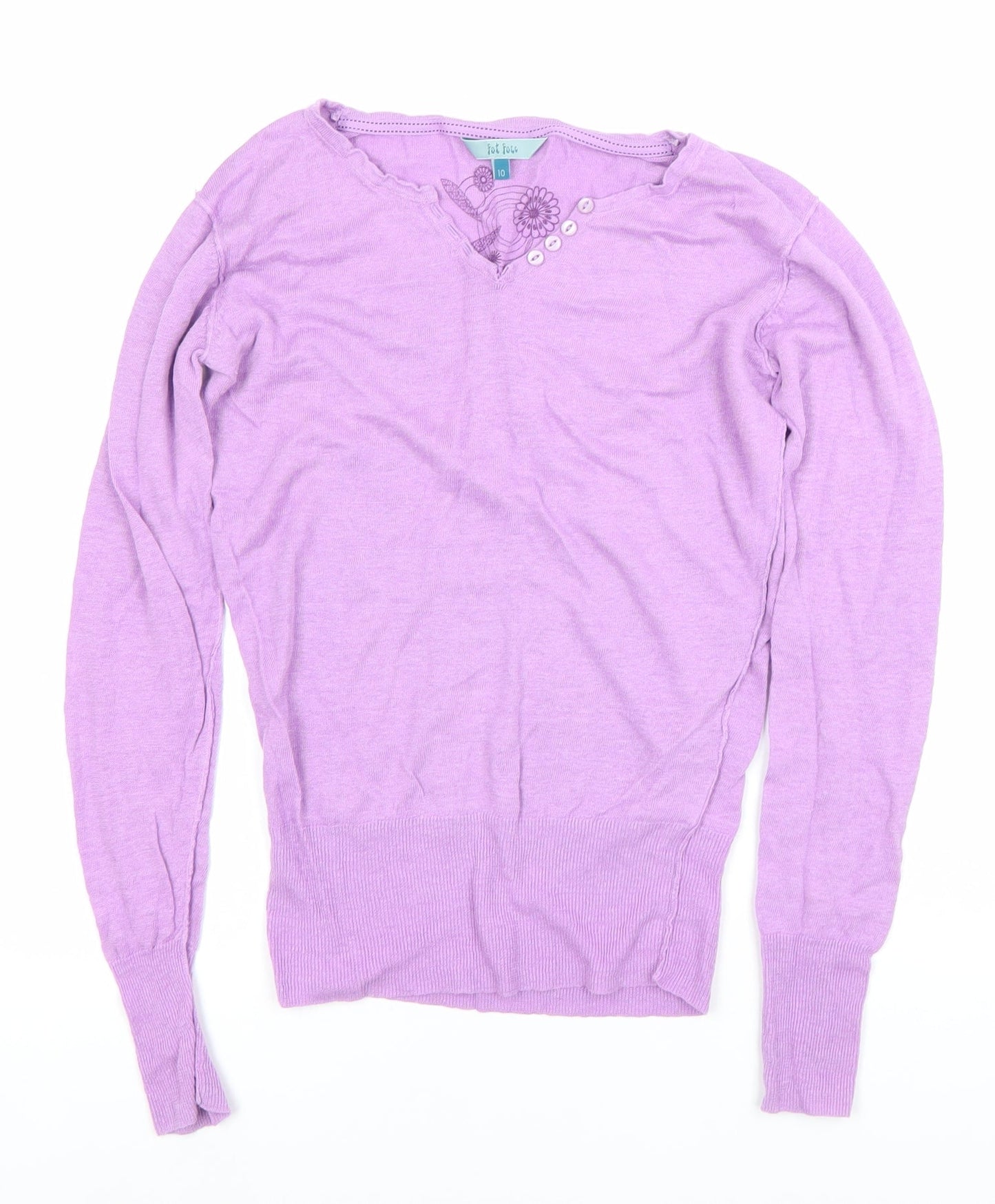 Womens UK Size 10 Fat Face Purple Pullover Jumper