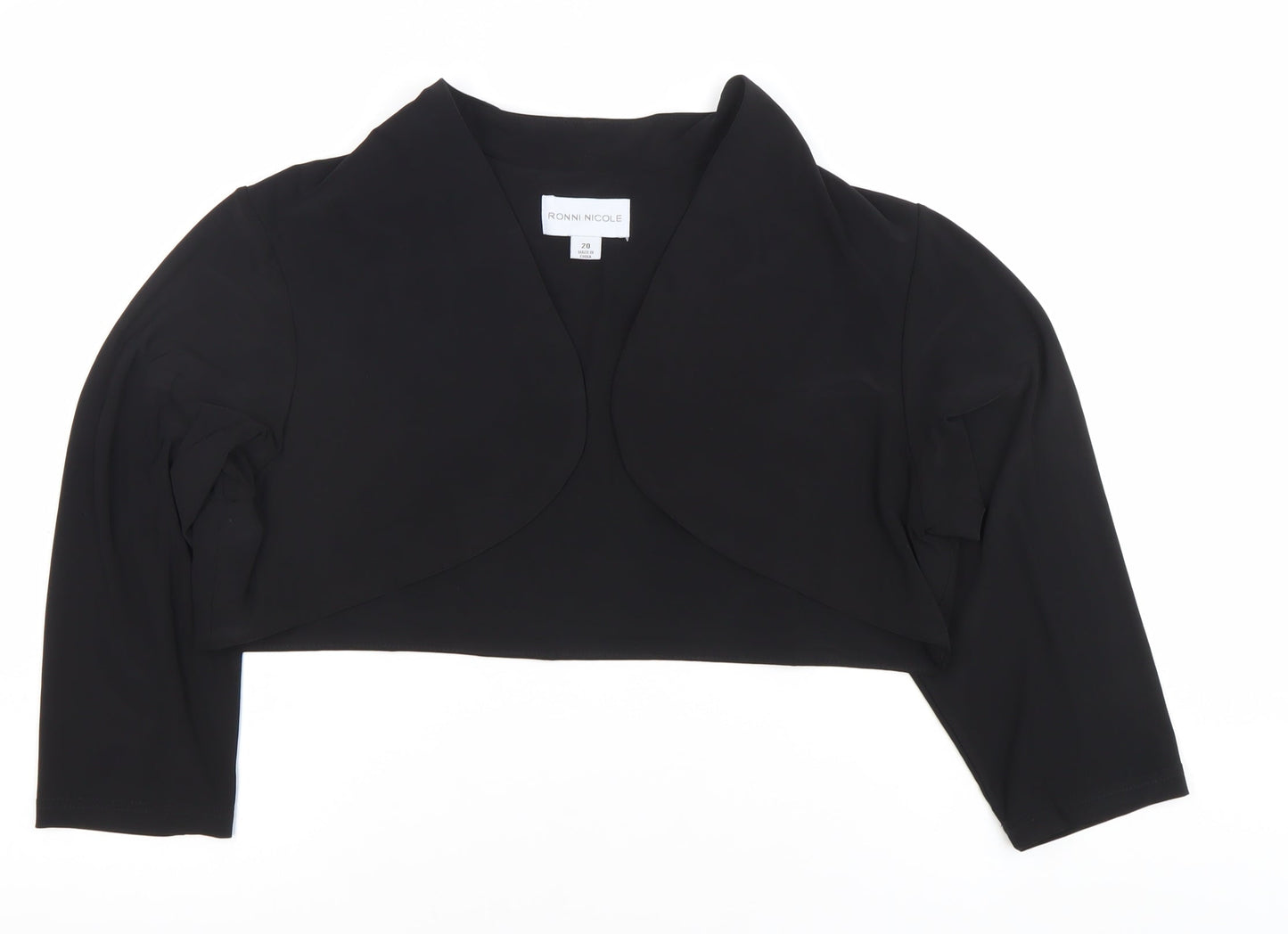 Ronni Nicole Women’s Black Size 20 Cropped Long Sleeve Blouse