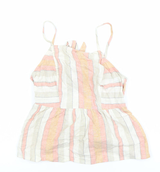 New Look Women’s Petite Multicoloured Striped Linen Blend Camisole UK 4