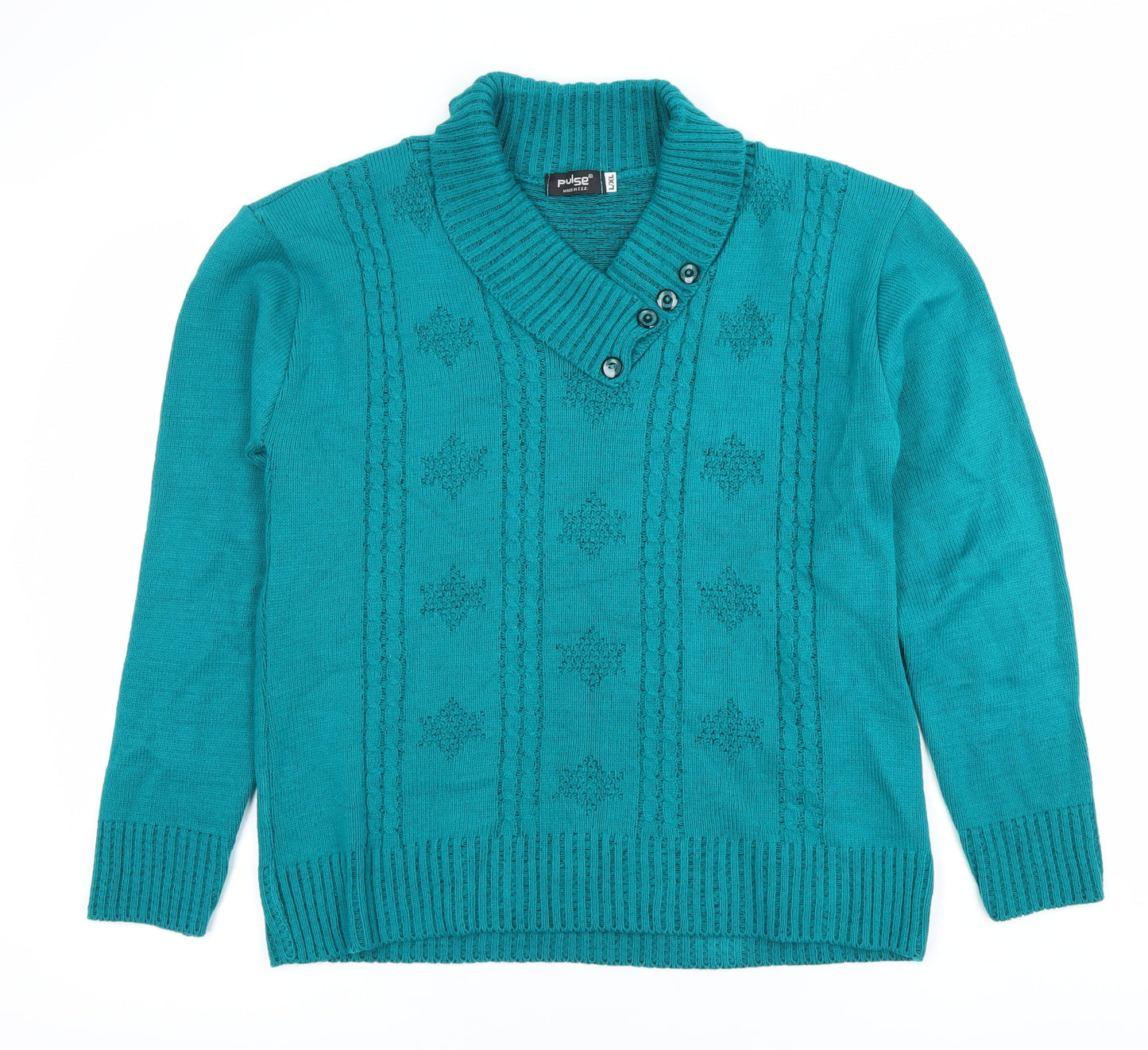 Womens UK Size L Pulse Green Pullover Jumper