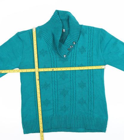 Womens UK Size L Pulse Green Pullover Jumper