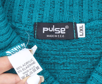 Womens UK Size L Pulse Green Pullover Jumper