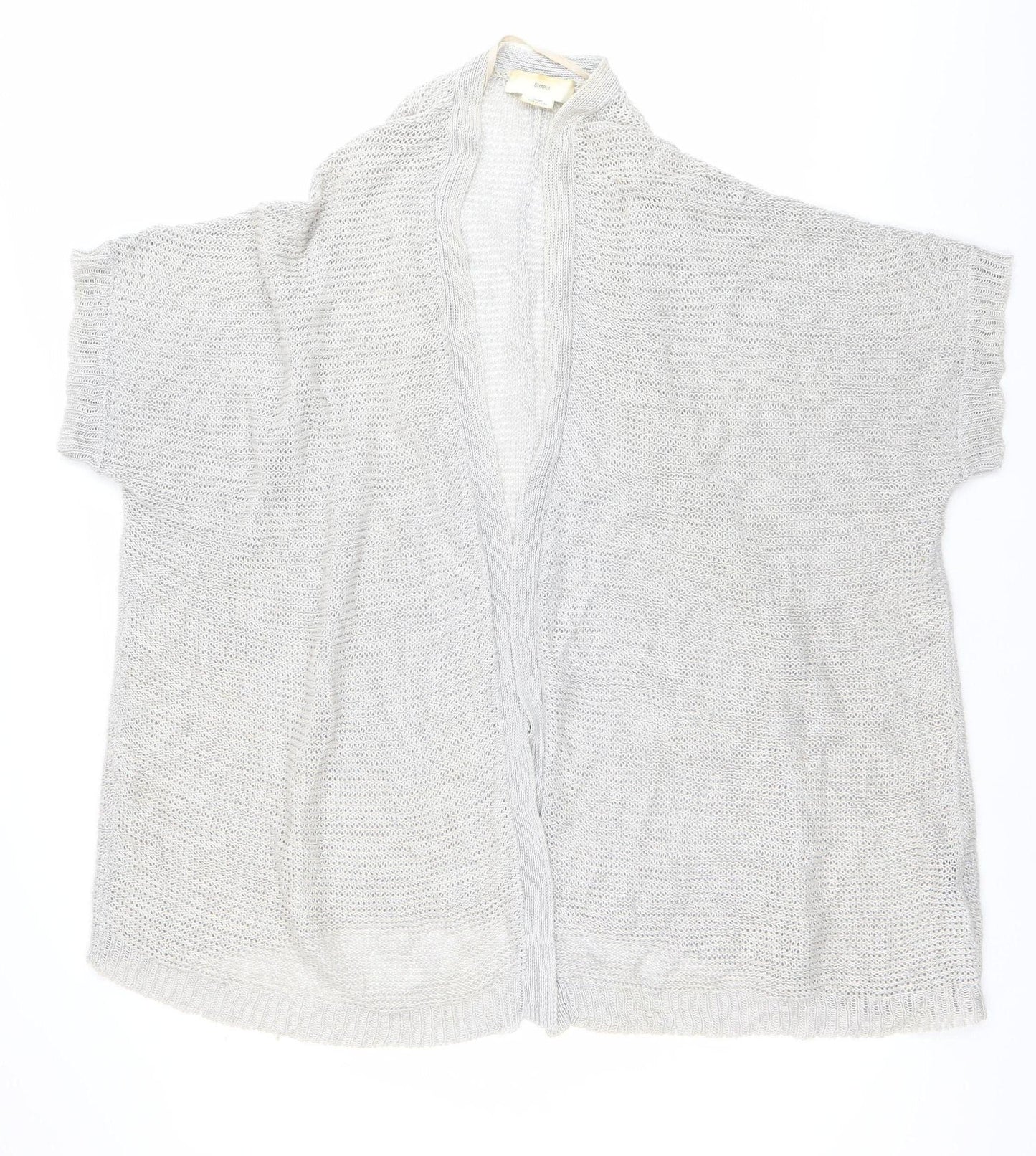 Charli Womens Grey Linen Open Knit Cardigan One Size Relaxed Fit