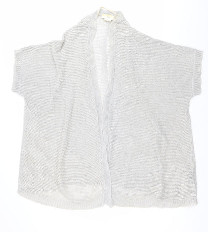 Charli Womens Grey Linen Open Knit Cardigan One Size Relaxed Fit