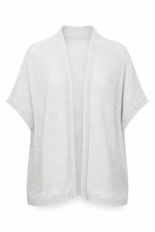 Charli Womens Grey Linen Open Knit Cardigan One Size Relaxed Fit