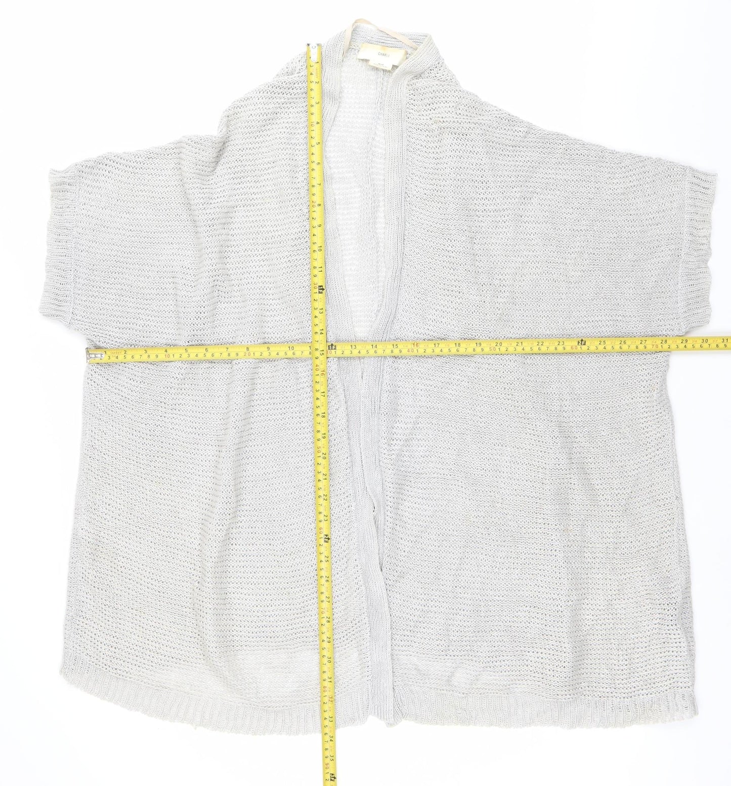 Charli Womens Grey Linen Open Knit Cardigan One Size Relaxed Fit
