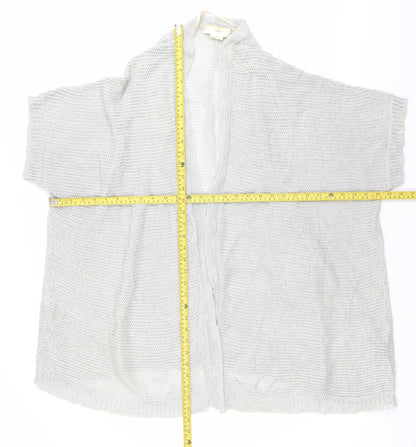 Charli Womens Grey Linen Open Knit Cardigan One Size Relaxed Fit