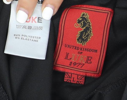 LUKE Men's Black Joggers Size L Softshell Tapered Activewear Trousers