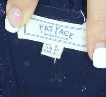 Womens UK Size 8 Fat Face Blue Tunic Blouse