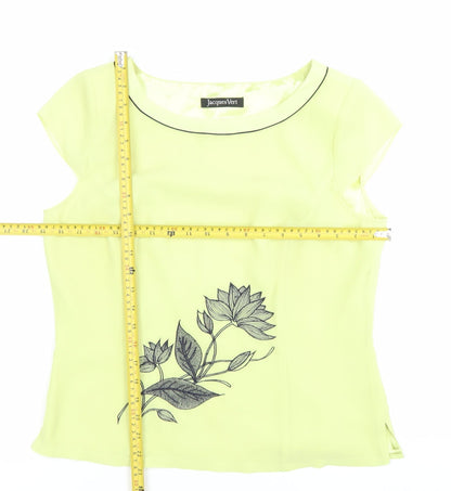 Jacques Vert Women’s Yellow Floral Embroidered Blouse Size 12
