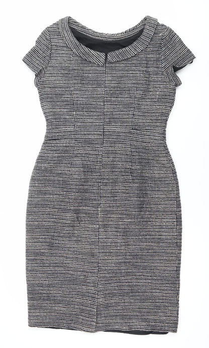Boden Women’s Black Check Sheath Dress UK 10 Knee Length Sleeveless