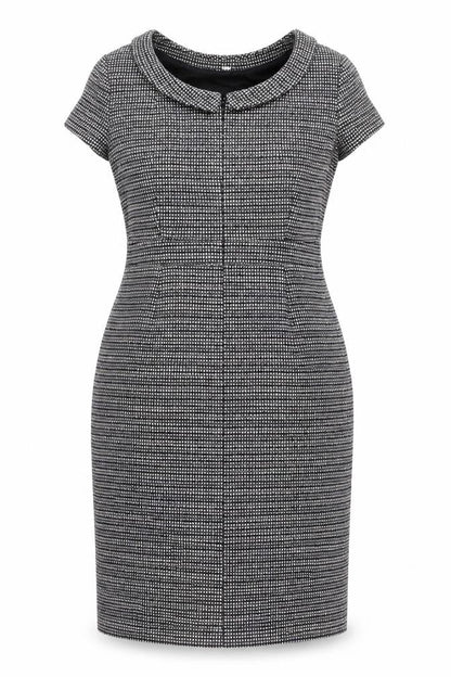 Front view of Boden Women’s Black Check Sheath Dress UK 10 Knee Length Sleeveless