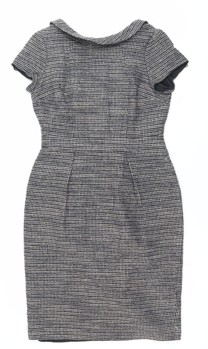 Boden Women’s Black Check Sheath Dress UK 10 Knee Length Sleeveless