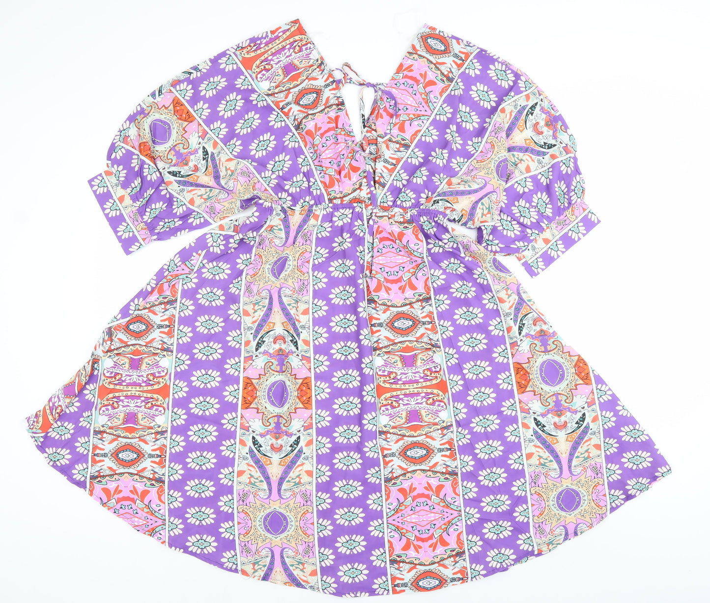 Copperrose Women’s Multicoloured S A-Line V-Neck Kimono Sleeve Dress