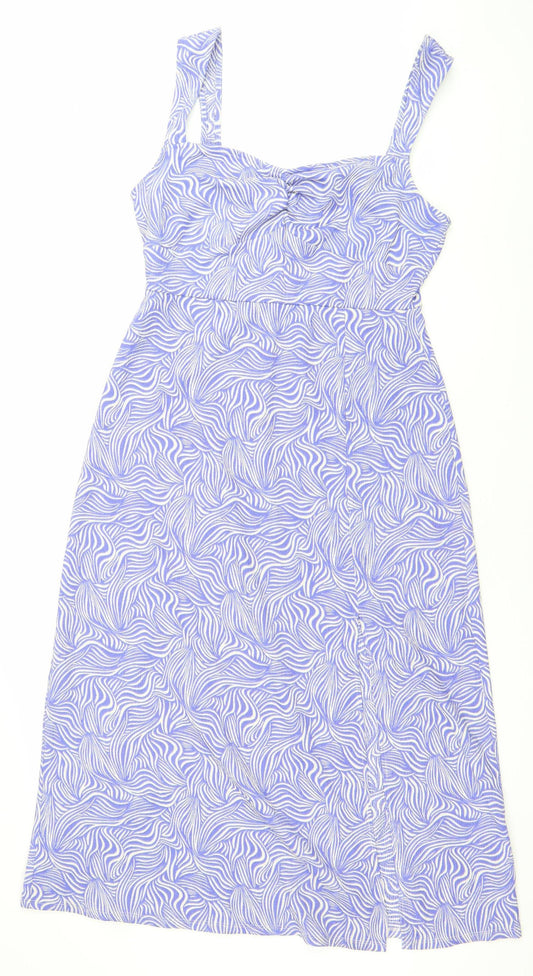 Dorothy Perkins Women’s Blue Animal Print Midi Bodycon Dress Size 12