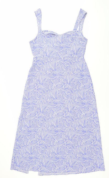 Dorothy Perkins Women’s Blue Animal Print Midi Bodycon Dress Size 12