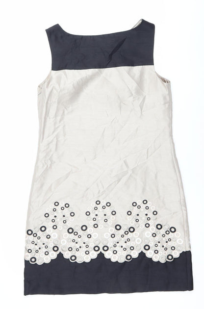 Monsoon Women’s Beige Sheath Knee Length Dress Size 12 Floral