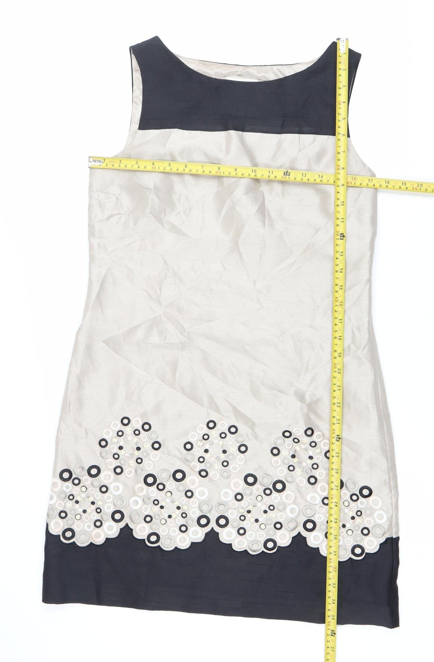 Monsoon Women’s Beige Sheath Knee Length Dress Size 12 Floral