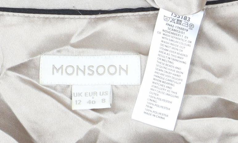 Monsoon Women’s Beige Sheath Knee Length Dress Size 12 Floral