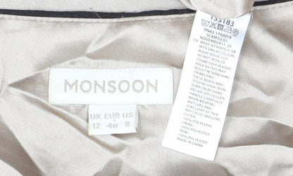 Monsoon Women’s Beige Sheath Knee Length Dress Size 12 Floral