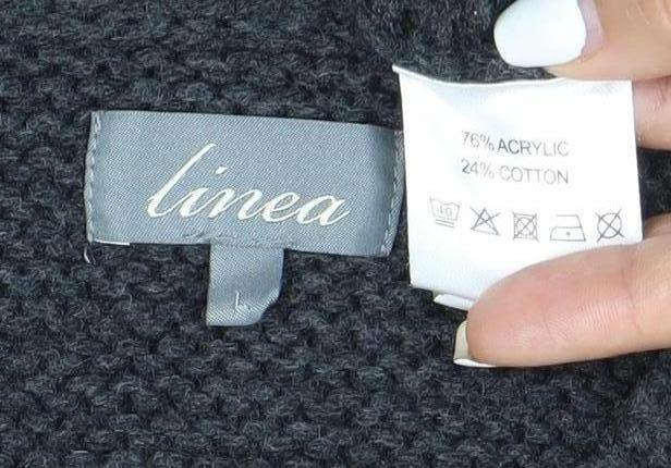 Linea Men's Grey Waffle-Knit Crew Neck Pullover Jumper L Regular