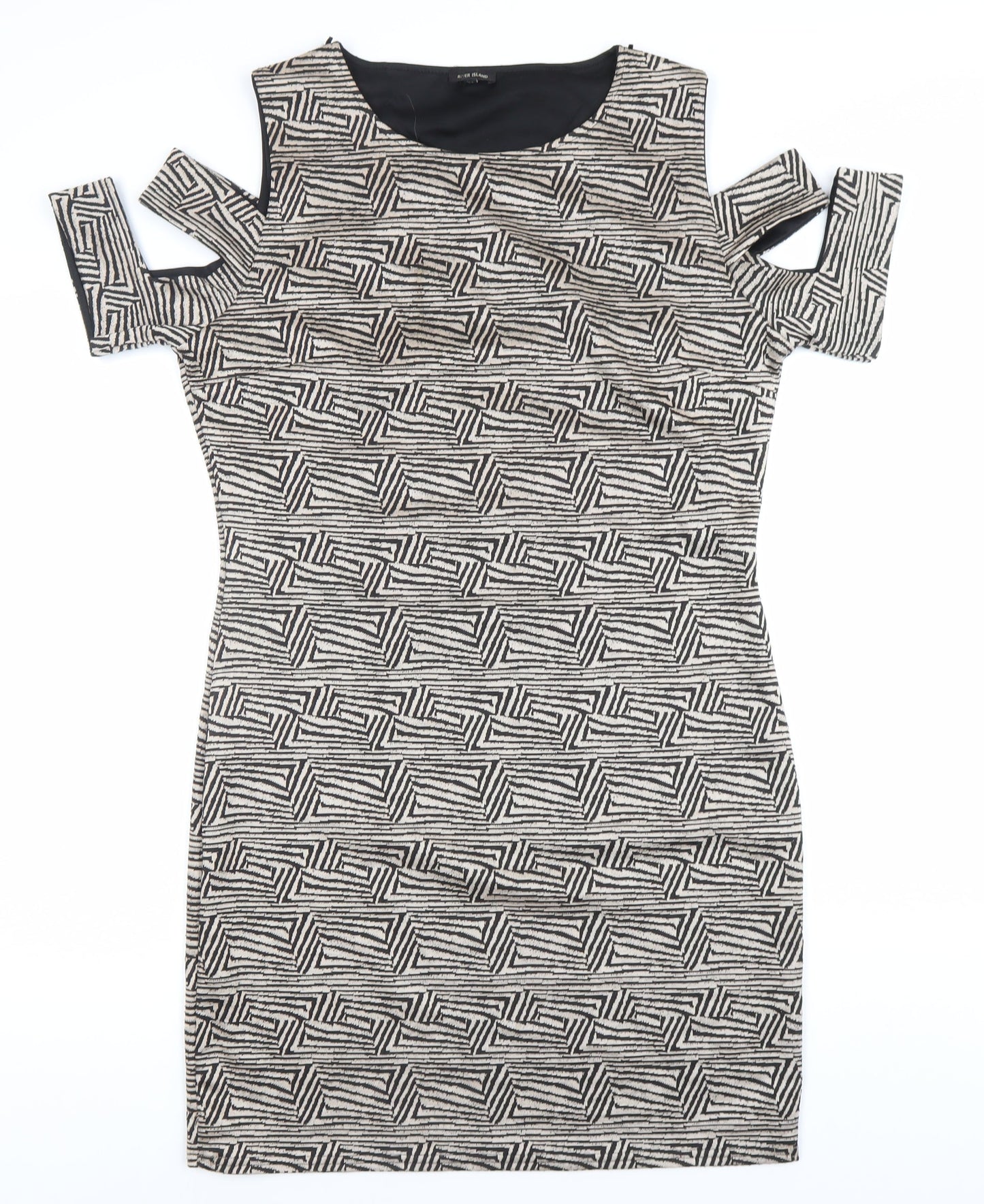 River Island Women’s Black Geometric Bodycon Dress Size 16