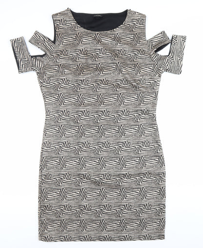 River Island Women’s Black Geometric Bodycon Dress Size 16
