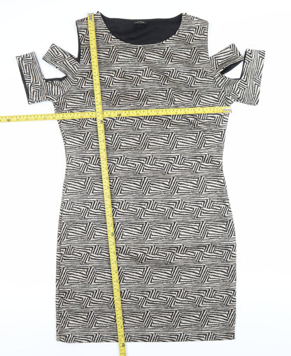 River Island Women’s Black Geometric Bodycon Dress Size 16