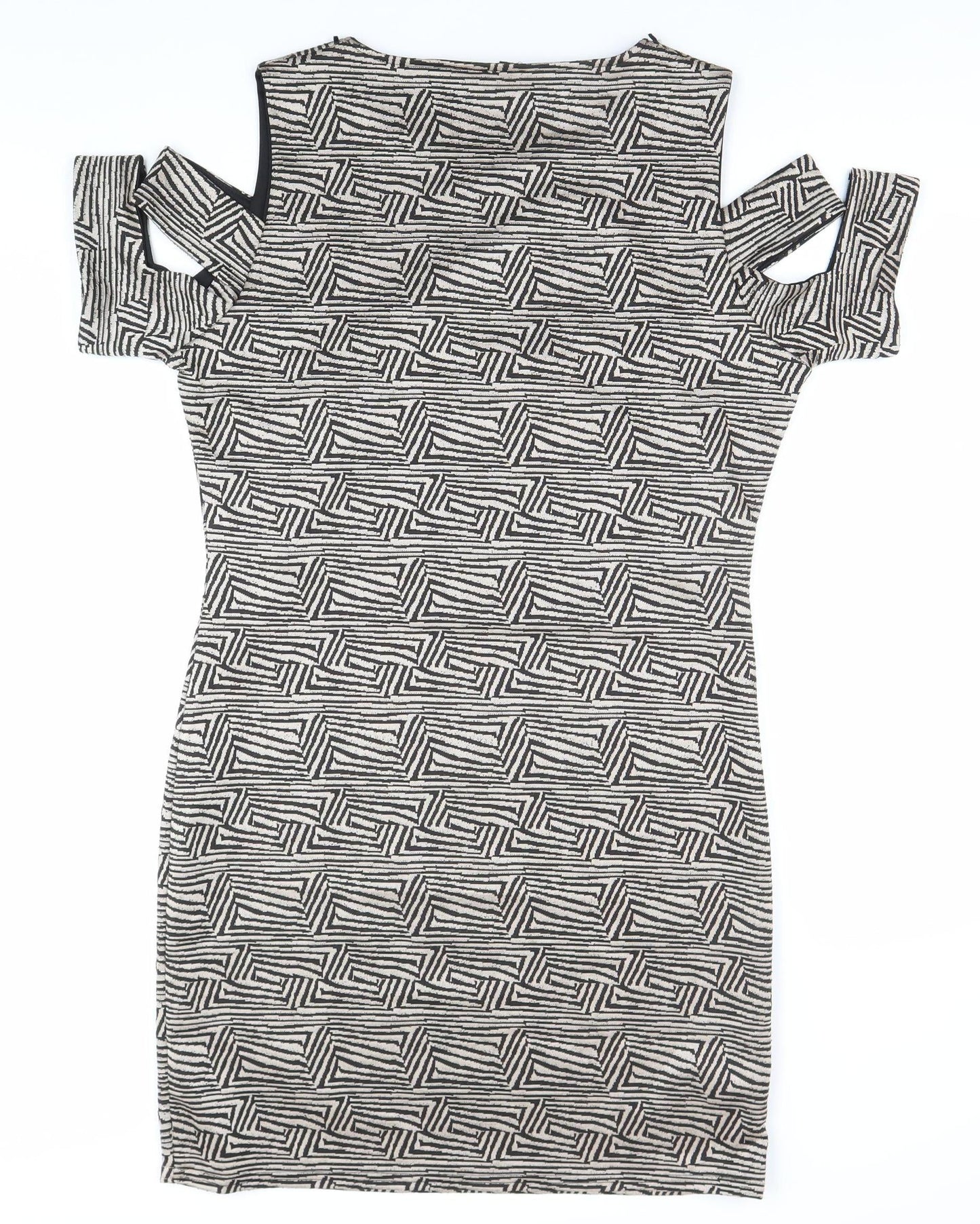 River Island Women’s Black Geometric Bodycon Dress Size 16