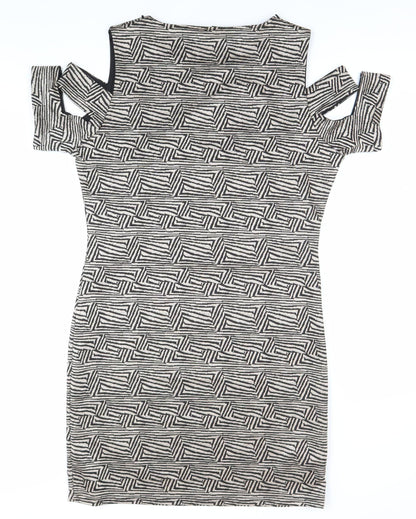 River Island Women’s Black Geometric Bodycon Dress Size 16