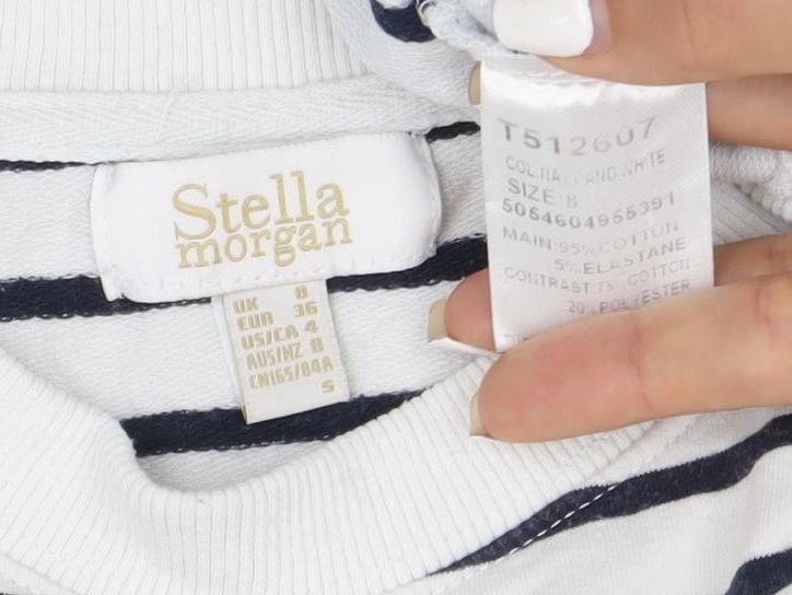 Stella Morgan Women’s White Striped Star Sweatshirt Size S