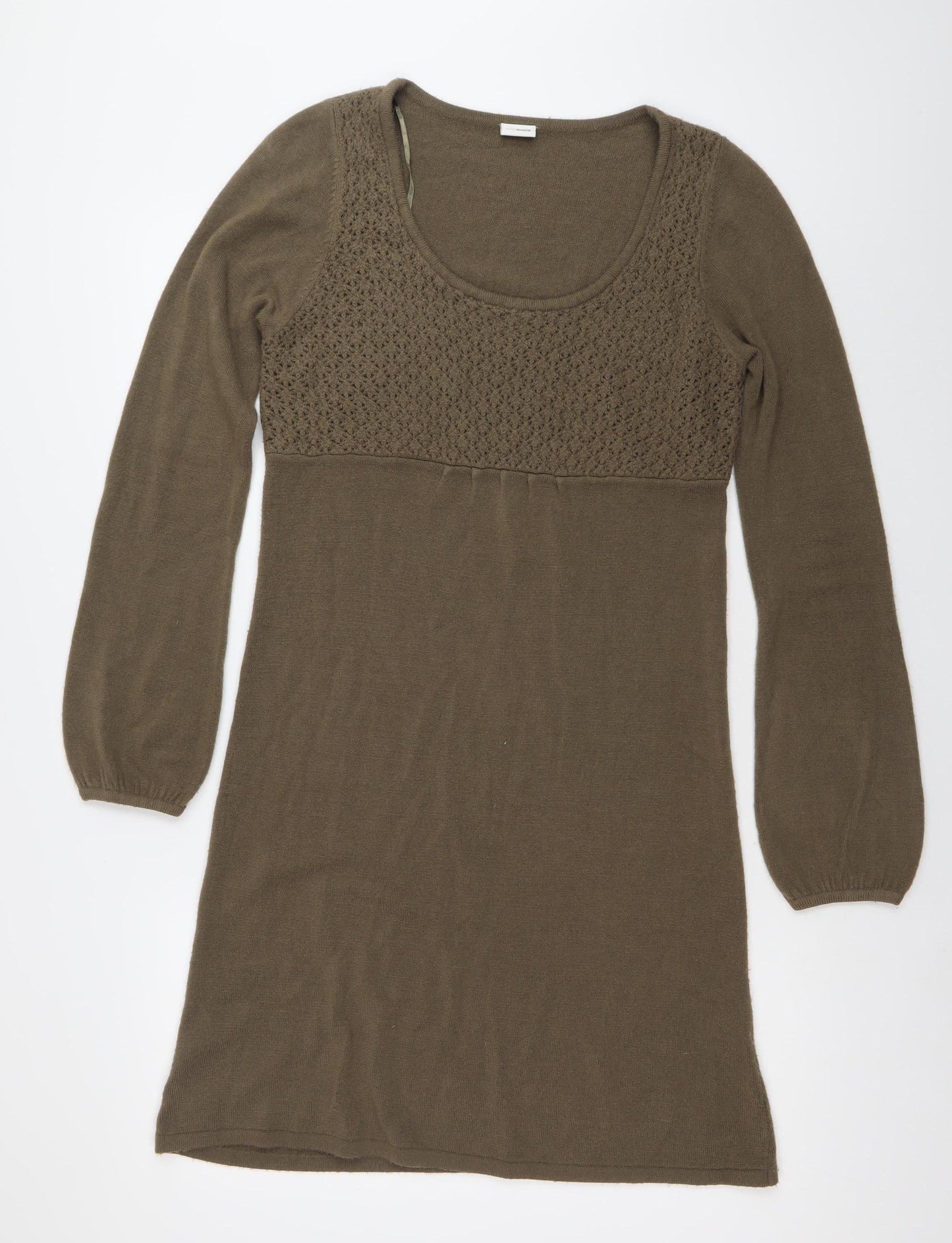 Ethical Aesthetics Women’s Brown M Jumper Dress Scoop Neck Long Sleeve