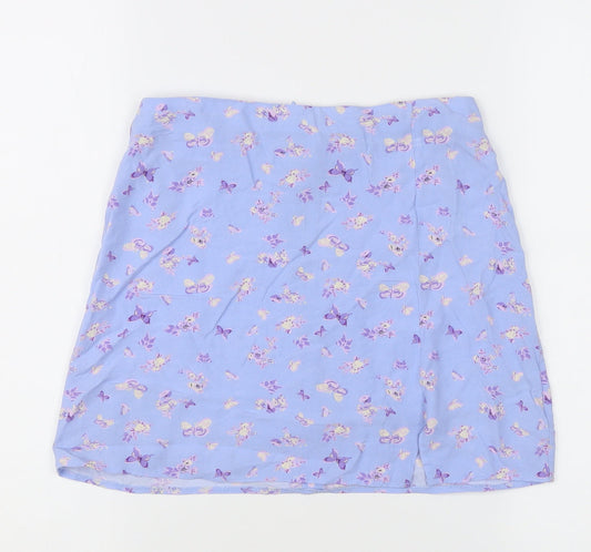 Primark Women’s Blue Floral Short Skirt UK 6 Viscose Summer Casual