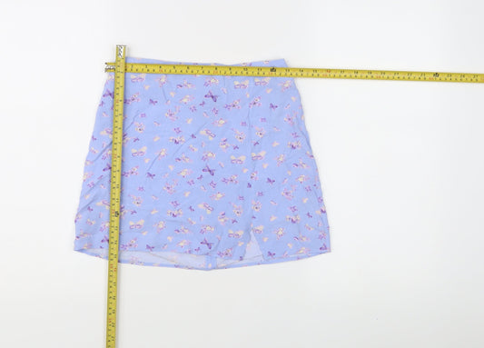 Primark Women’s Blue Floral Short Skirt UK 6 Viscose Summer Casual