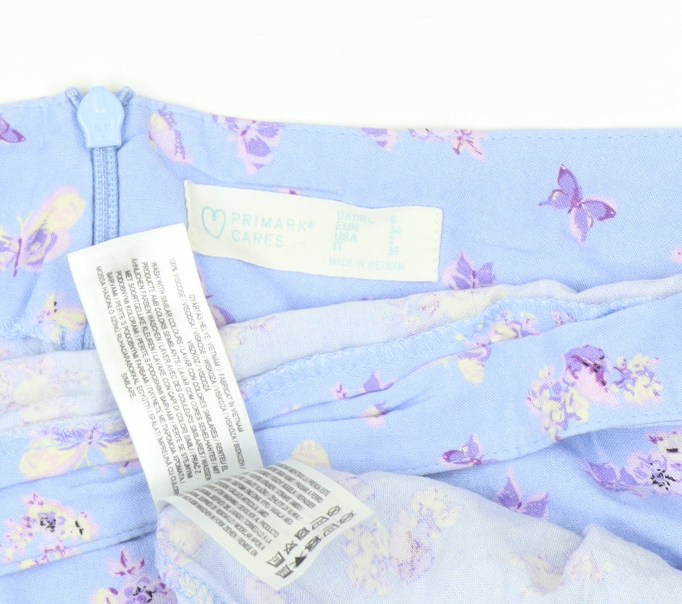 Primark Women’s Blue Floral Short Skirt UK 6 Viscose Summer Casual