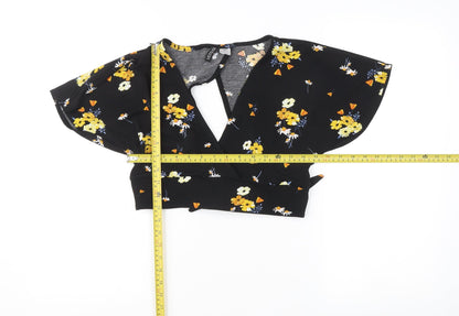 Womens UK Size M H&M Black Cropped Blouse