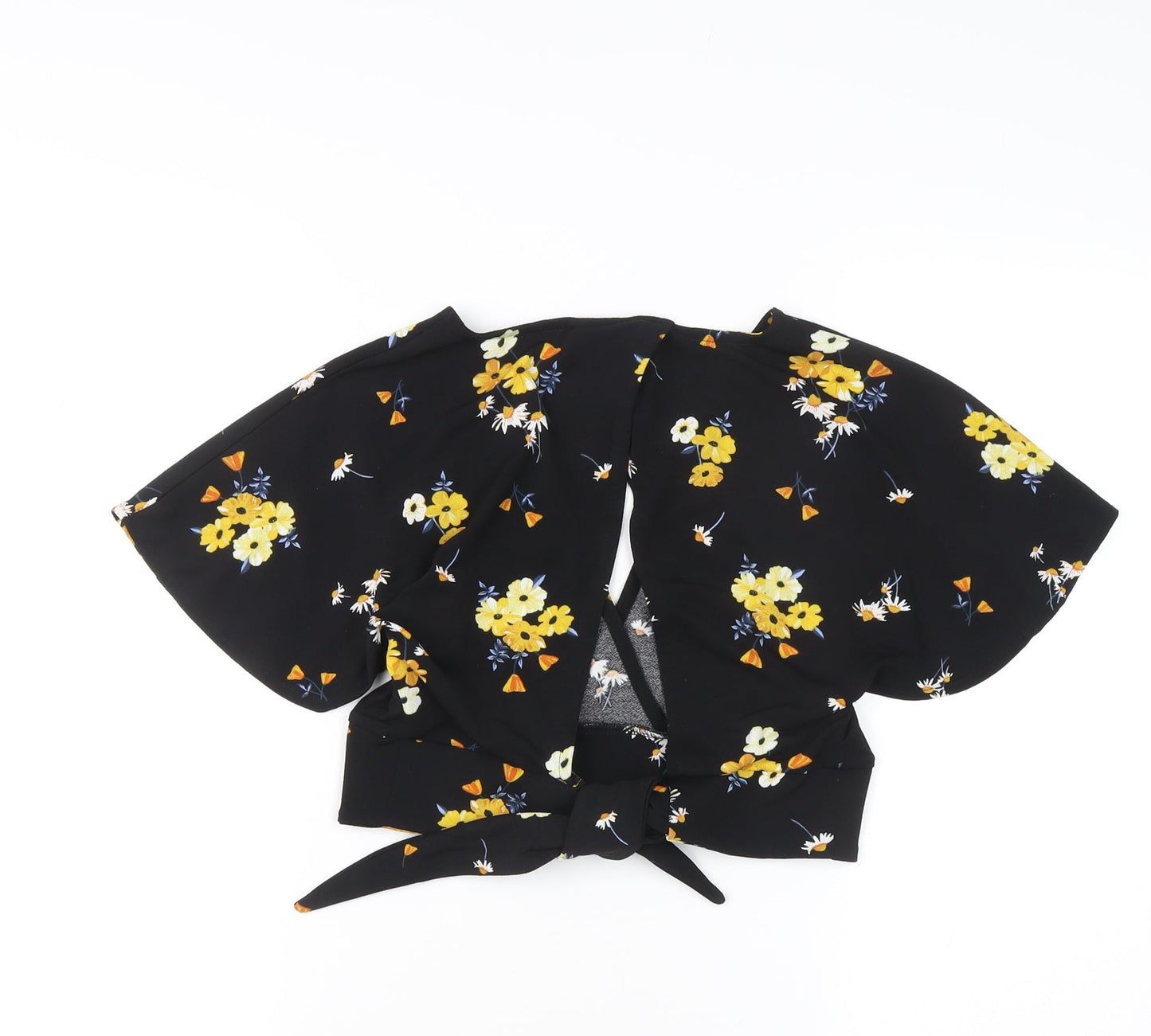 Womens UK Size M H&M Black Cropped Blouse
