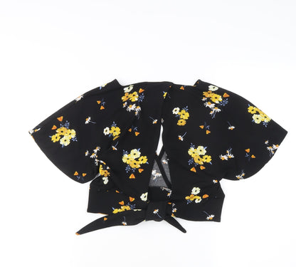 Womens UK Size M H&M Black Cropped Blouse
