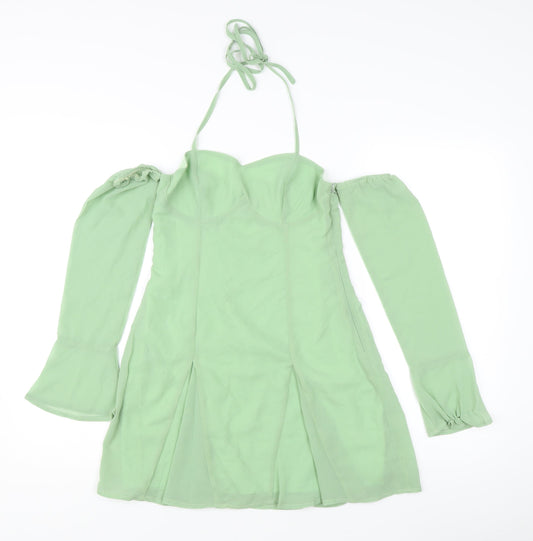 PrettyLittleThing Women’s Green Chiffon Sweetheart Halter Blouse Size 6