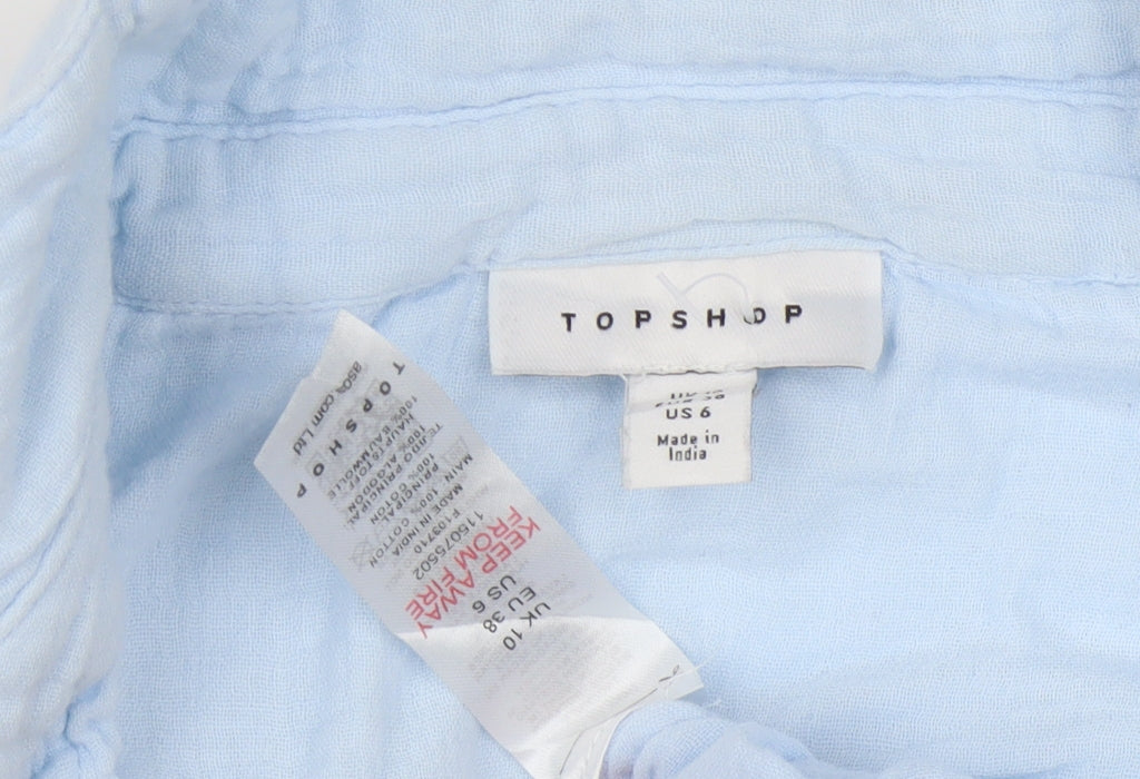 Womens UK Size 10 Topshop Blue Basic Button-Up