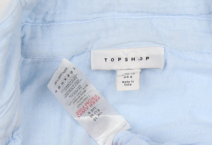 Womens UK Size 10 Topshop Blue Basic Button-Up